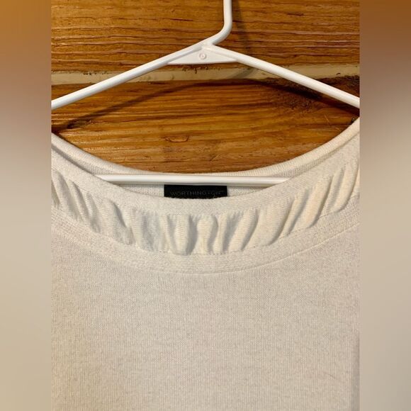 Worthington Cream Boatneck 3/4 Sleeve Sweater with Ripple Detail on Coll… - Picture 3 of 9